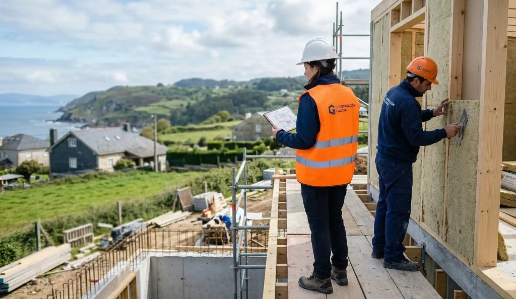 irección técnica realizando gestión integral de obra en Galicia con supervisión de aislamiento térmico.