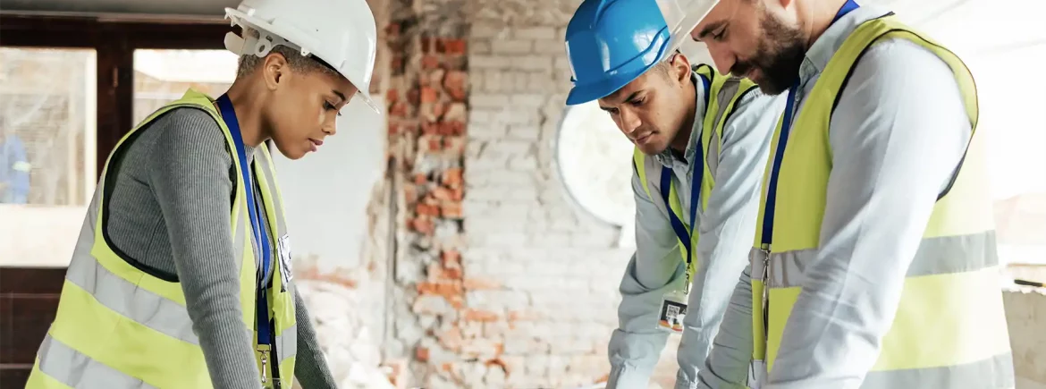 Arquitectos mirando los planos antes de construir