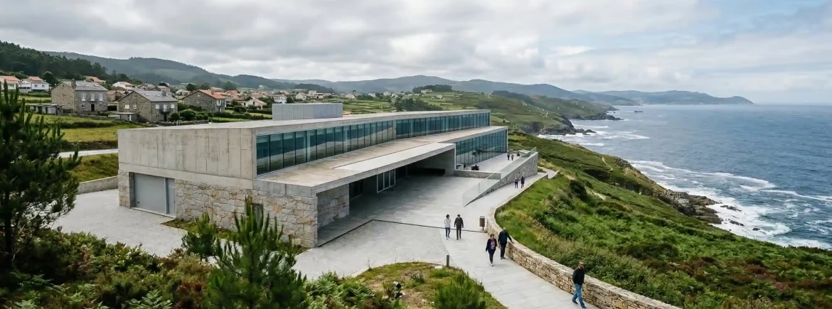 Proyecto de edificación moderna en la costa de Galicia integrando materiales sostenibles y arquitectura contemporánea.
