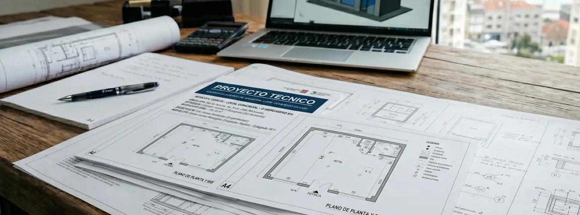 Proyecto técnico para la obtención de licencia de apertura de un local comercial en Vigo.