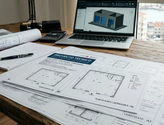Proyecto técnico para la obtención de licencia de apertura de un local comercial en Vigo.