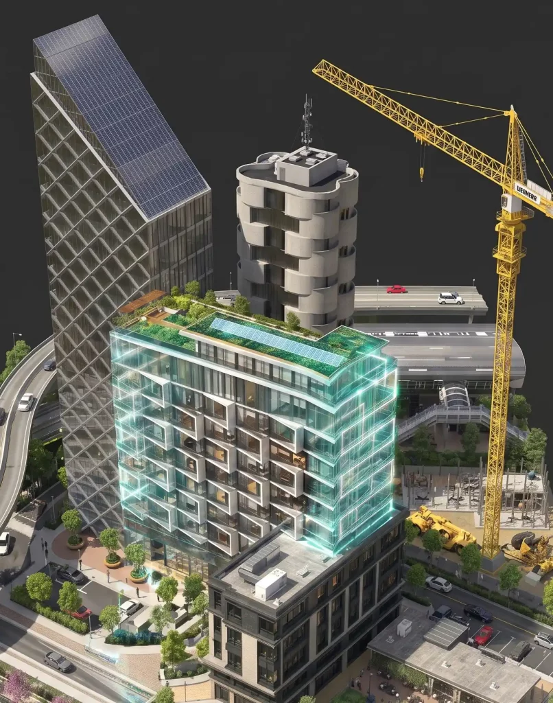 Representación de un gemelo digital de edificación y modelo BIM para Facility Management en un entorno urbano.